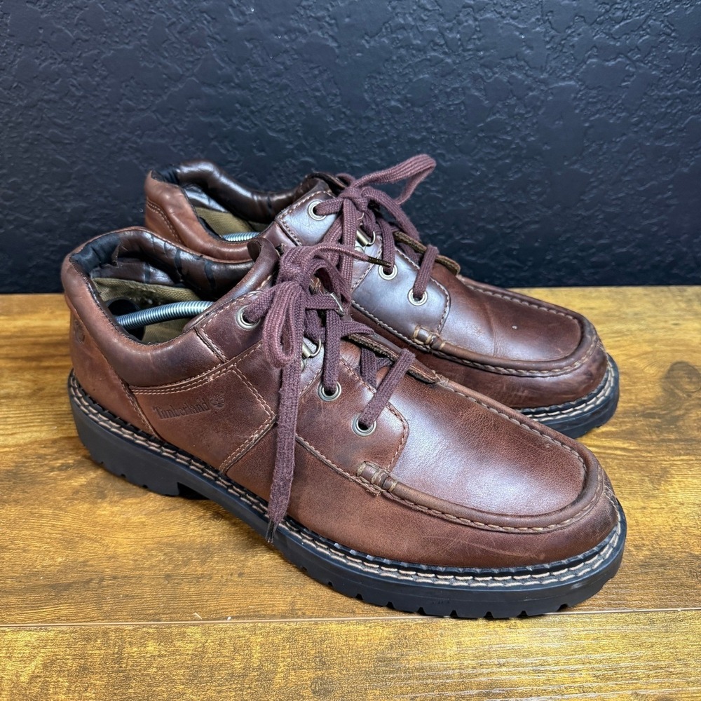 Timberland 85034 Brown Genuine Leather Moc Toe Oxford Shoes Mens Size 13M